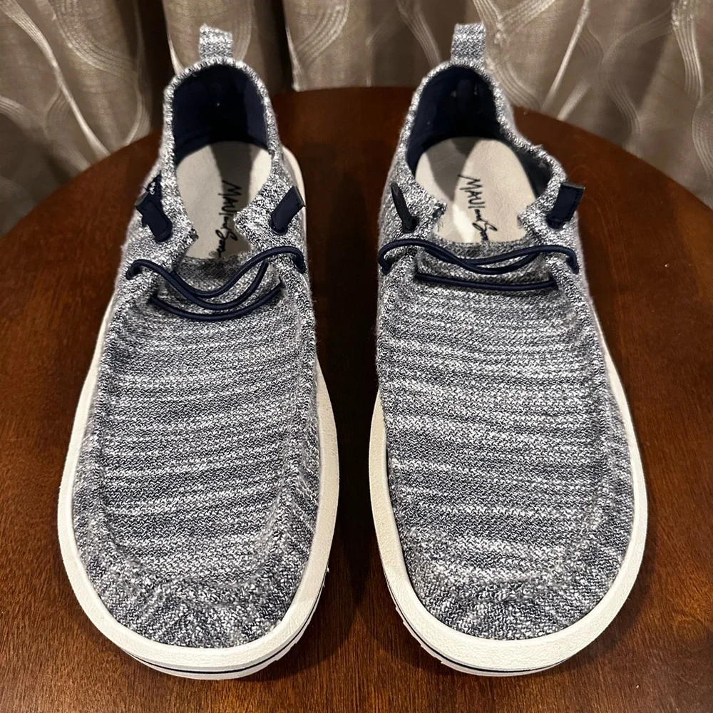 Maui & Sons Men’s Boat Shoes Gray Fabric Slip-On Casual Size: 11